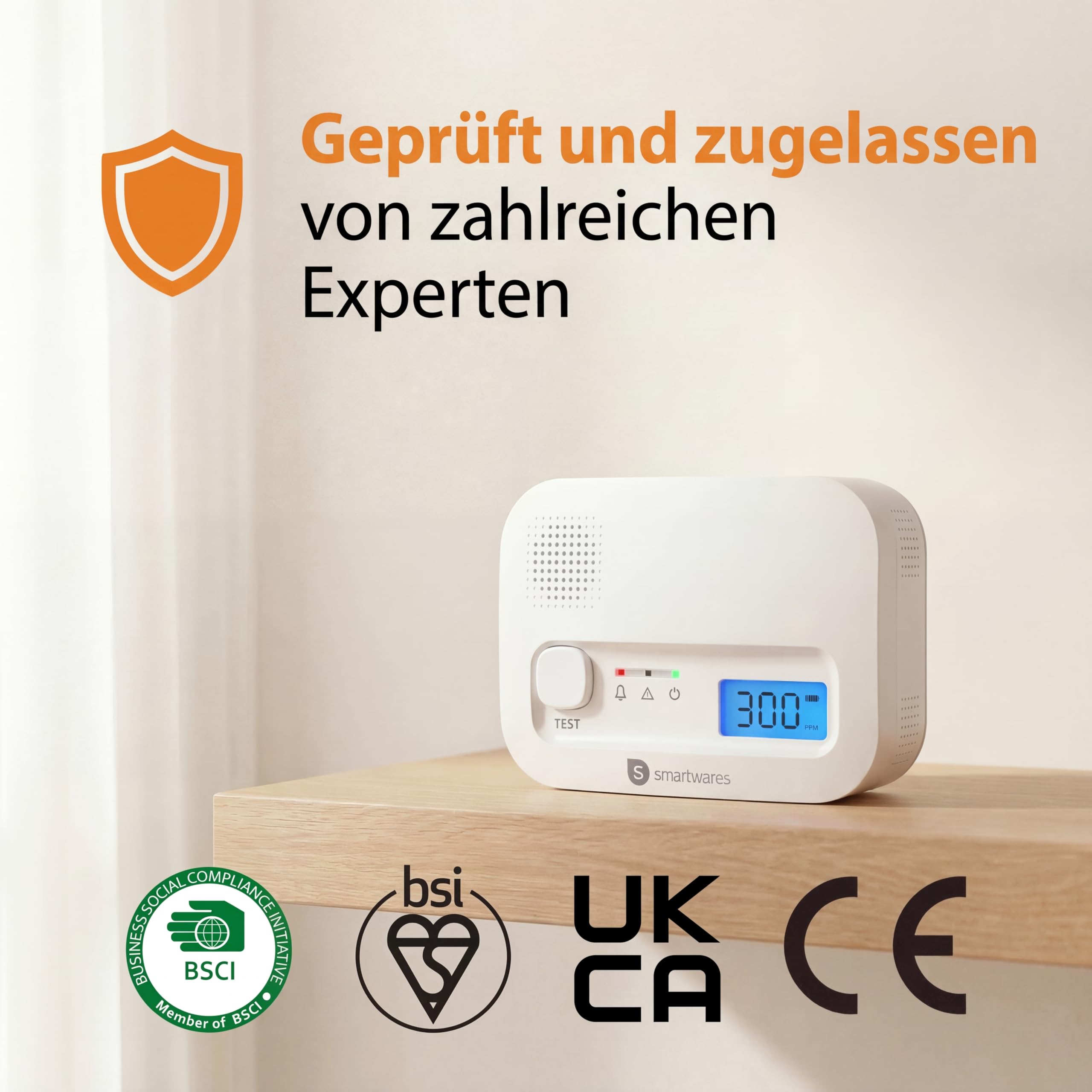 Smartwares Kohlenmonoxid melder, 10 Jahre Sensor, 1.5 Testsieger Wertung, mit Display und Testknopf - FGA-13041 3