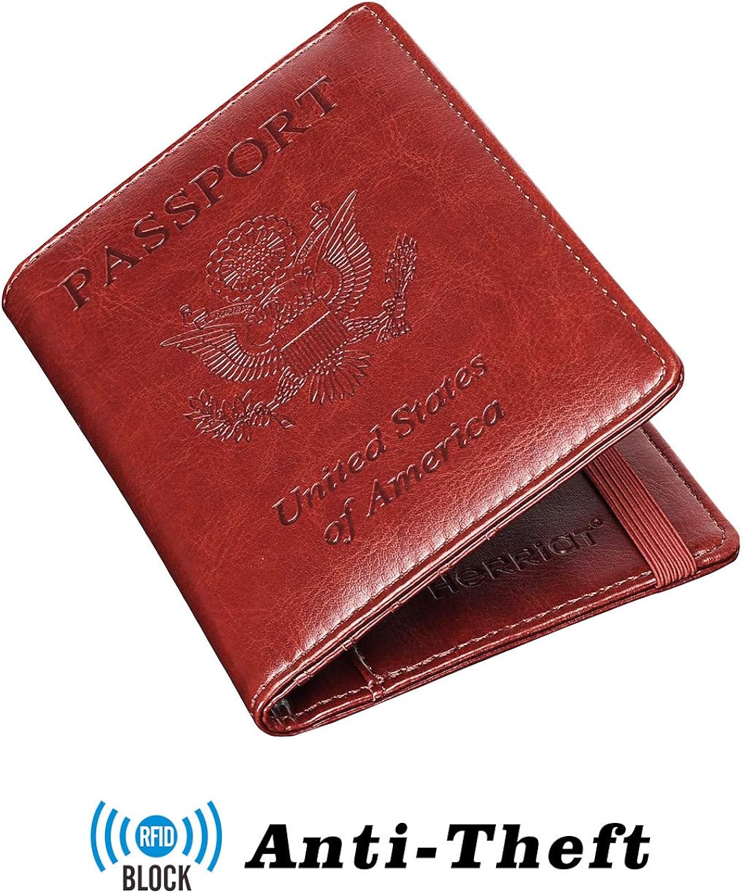  | HERRIAT Leather Passport Holder Cover Case RFID Blocking Travel Wallets Card Case for Women Men(Rose Gold) | Passport Covers