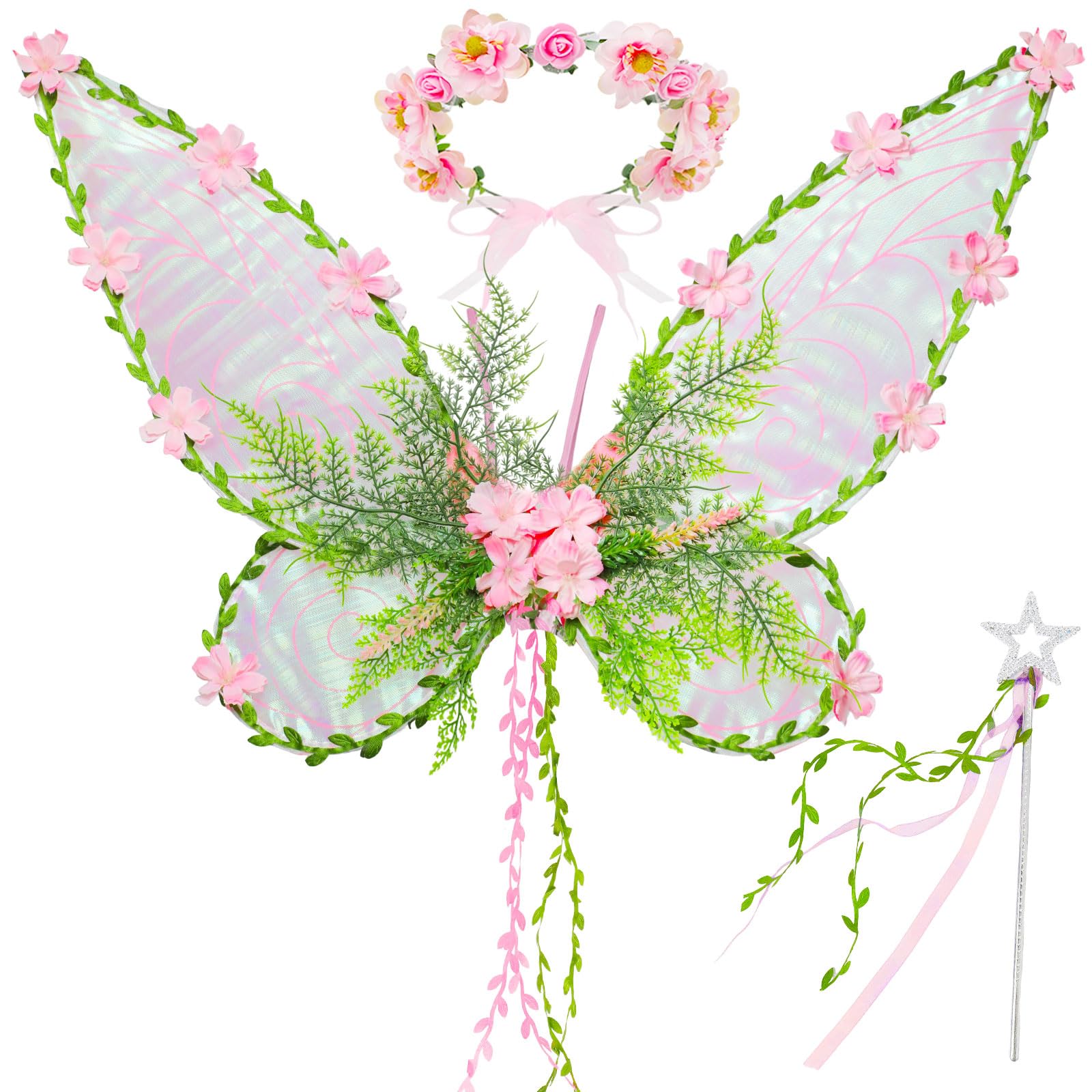 Tanganan Fairy Wings for Adult Women, Adults Butterfly Wings for Girls Women Halloween Christmas Costume Sparkle Angel Wings Dress Up Party Favor (pink)