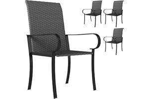 Outsunny Patio Dining Chairs Set of 4, Outdoor PE Rattan Armchairs with Steel Frame, Indoor Outdoor All Weather Wicker Chairs