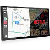 Volam 9'' inch Wireless CarPlay Screen for Car Supports Net-Flix/YouTube,Android Auto Screen Built-in Backup Camera, GPS Navi