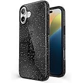 Speck CandyShell Grip Case iPhone 16 Plus - Slim MagSafe - Black Glitter/Steel Black