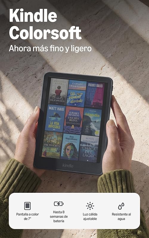 Kindle Colorsoft (última generación): ahora más fino y ligero, con pantalla a color de 7" y luz cálida (16 GB, grafito)
