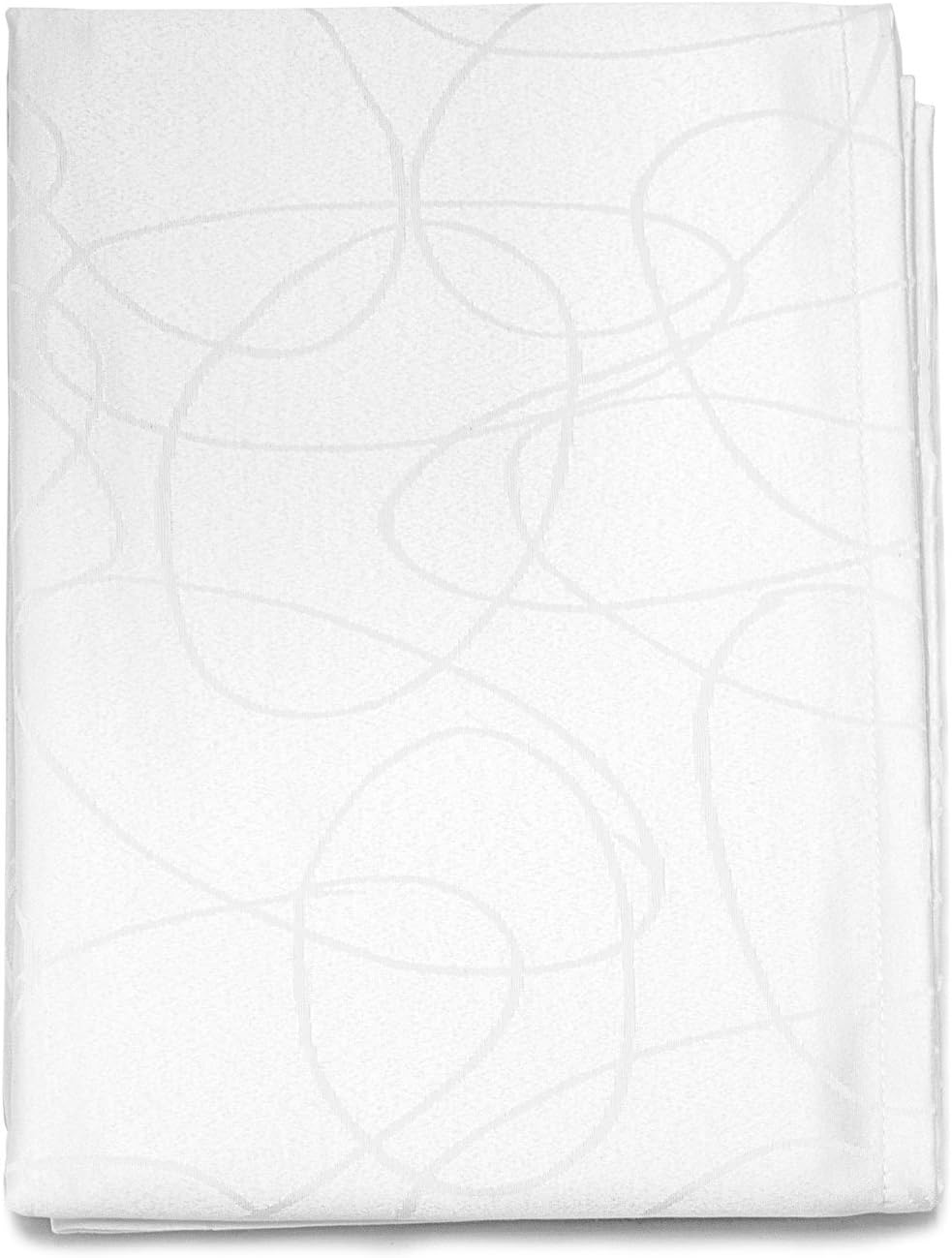 LUXURY WHITE TABLECLOTH - ANTI STAIN TREATMENT - LARGE SIZES - REF. LINES (59 x 98" (150x 250cm))