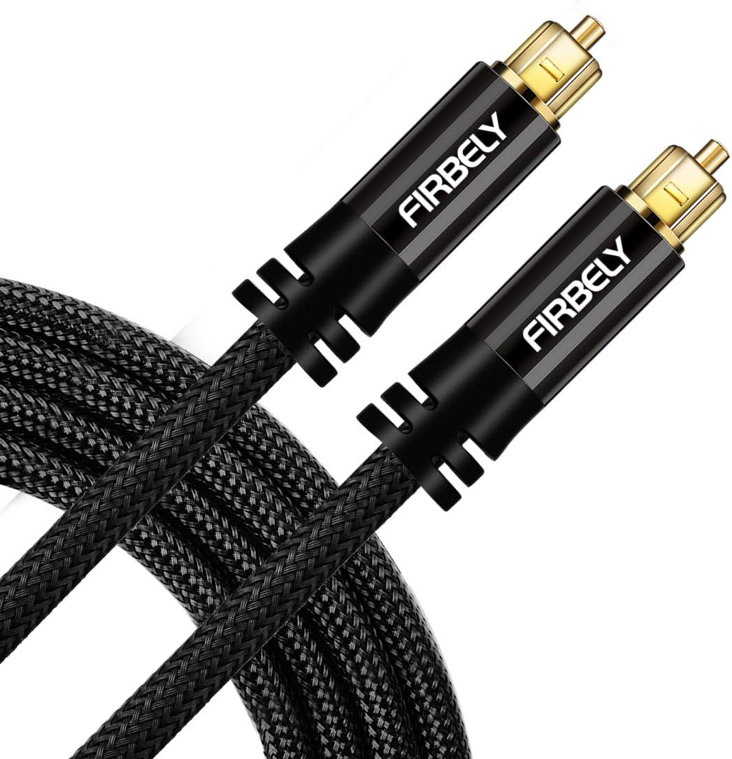 Câble Optique Audio numérique FIRBELY Toslink CableFibre Optique avec connecteurs métalliques