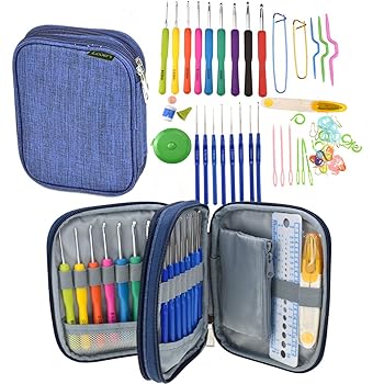 LOOEN Ergonomic Crochet Hooks Set Rubbery Handles 