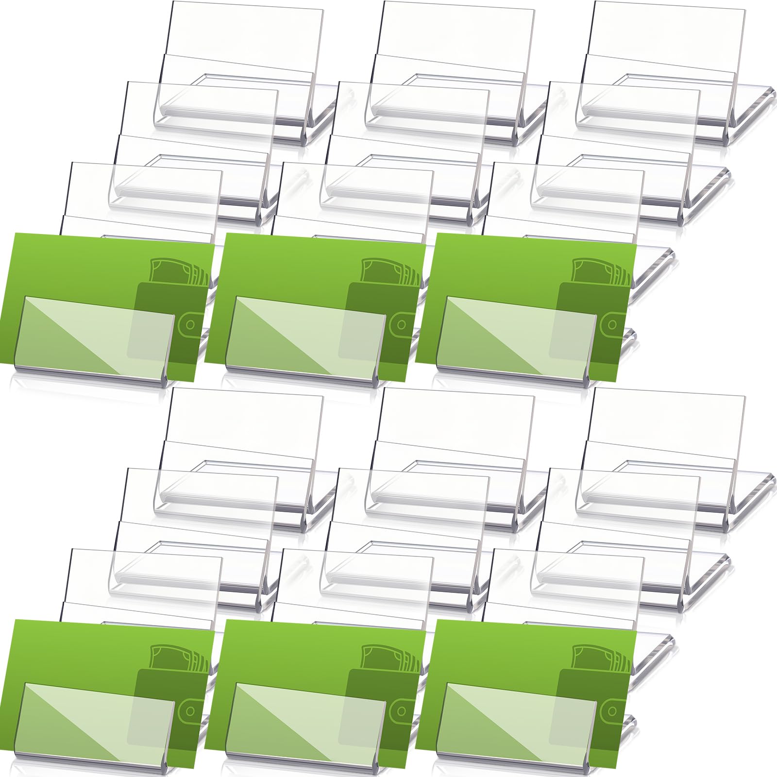 Photo 1 of Chunful 24 Pcs Mini Acrylic Sign Holder 1.4 x 1.4 Inch Slant Back Table Number Holders Clear L Shape Price Name Label Display Stands for Party Office Store Retail Shop Store Wedding Display