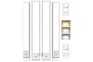 AMETHEUS 4Pack 12inch Under Cabinet Lighting, Rechargeable Motion Sensor Light Wireless Indoor, Dimmable 3 Color Temps Closet Lights with Remote, Indoor Under Counter LED Lights for Kitchen, Stairs