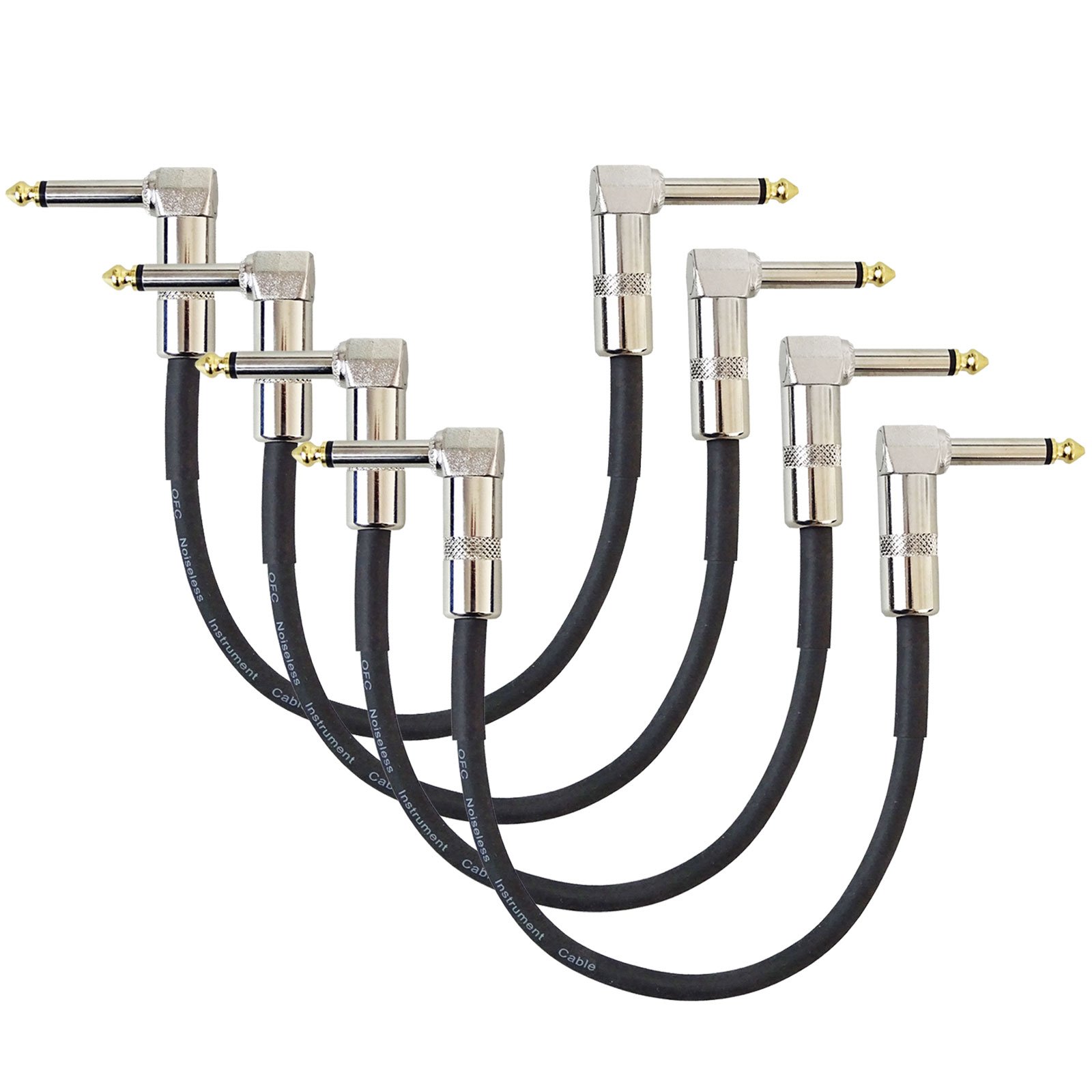 Keepdrum GC028 Patch Cable 30 cm Jack 6.3 mm Angle Connector Set of 4