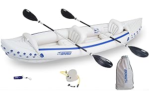 Sea Eagle SE370 Inflatable Kayak 1-3 Person-Portable Stowable & Lightweight-with Seat(s), Paddle(s), Foot Pump and Bag