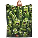 Turamurra Pickle Blanket Funny Gift for Girl Women Comfy Plush Cartoon Pickles Fleece Throws Food Lightweight Sheet Super Soft Teen Kid Quilt Flannel Blankets for Bedding Sofa 60x50 Inches