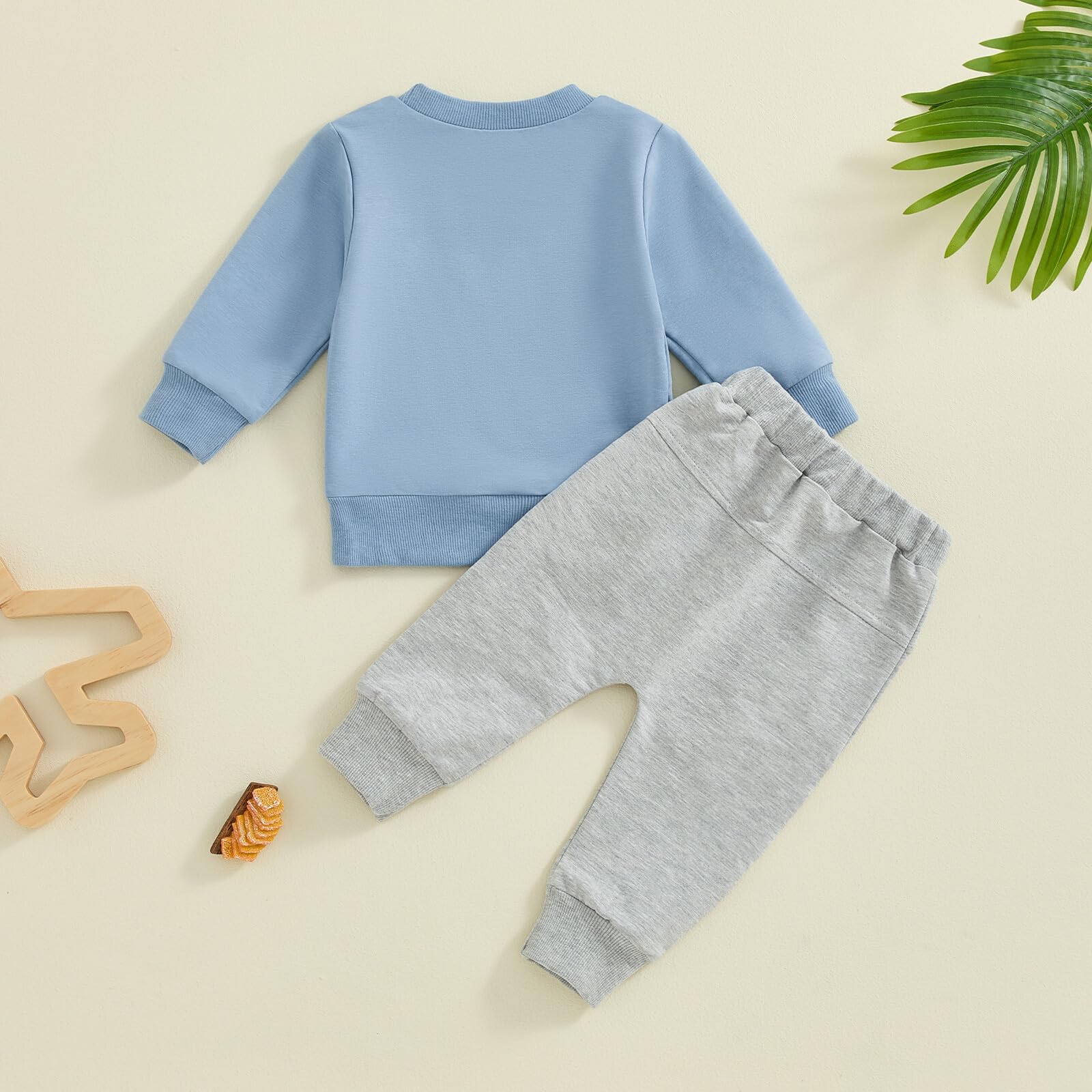 Kupretty Toddler Baby Boy Fall Winter Clothes Letter Graphic Long Sleeve Sweatshirt Pullover Tops + Joggers Pants Outfit Set