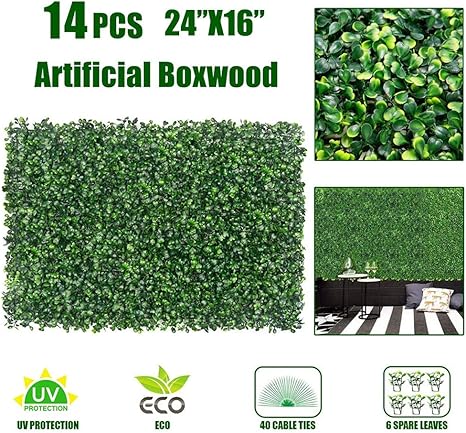 Amazon 14pcs人工ツゲの木の生垣マット 家の庭の芝生 のカーペット プライバシー生垣スクリーン バルコニーフェンス装飾花壁 60cmx40cm 花 観葉植物 フラワーギフト オンライン通販