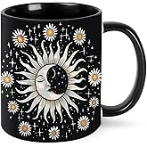 opshksog Moon Coffee Mug 11oz Daisy Ceramic Tea Cup With Handle Funny Porcelain Mugs for Women Dishwasher Microwave Safe