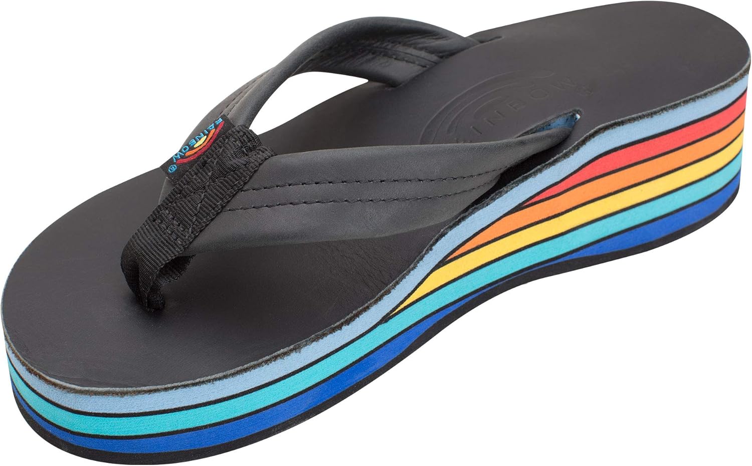 rainbow wedge flip flops