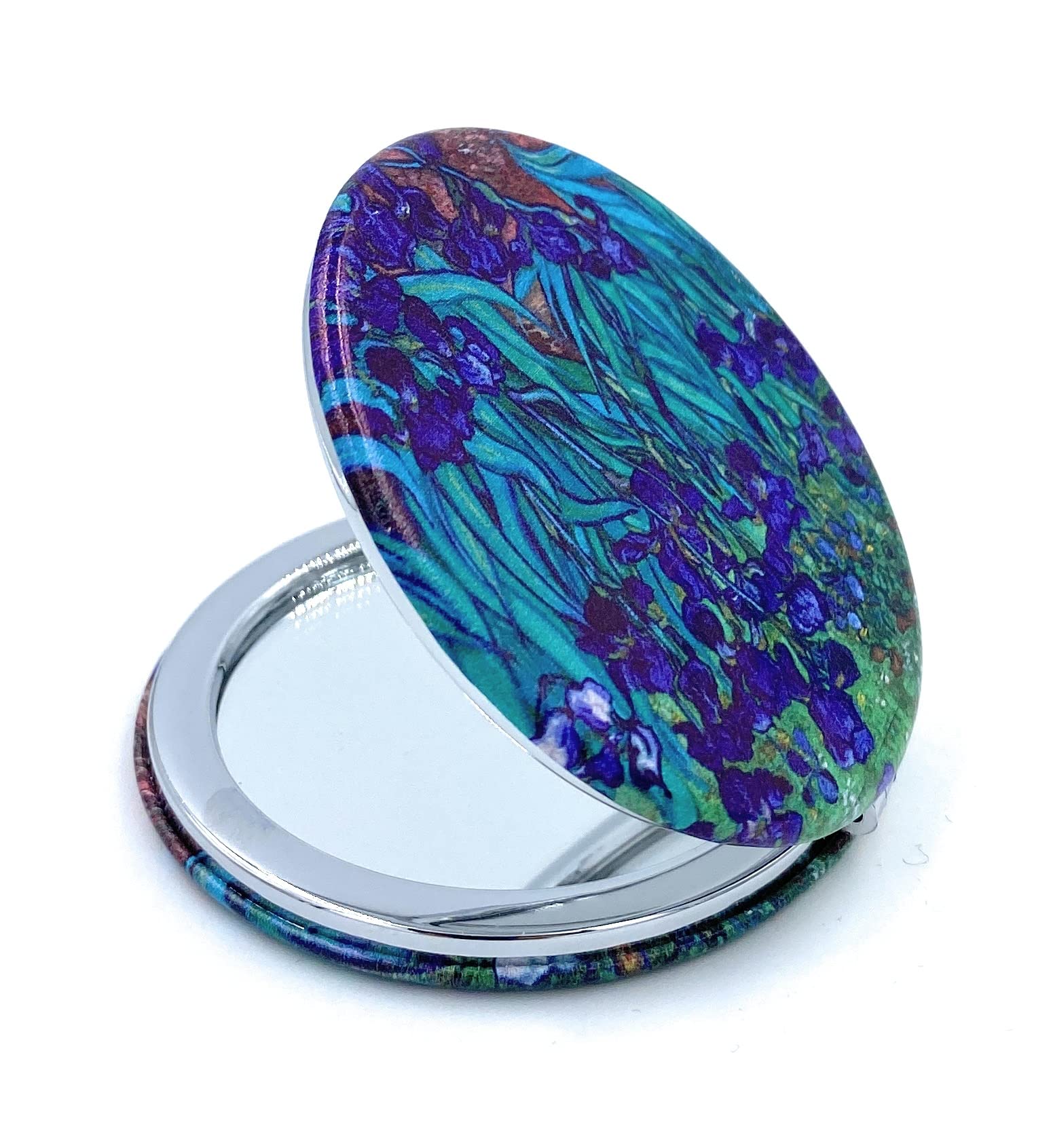 Pocket Mirror for Women Small Travel Mirror Magnifying Van Gogh Irises Flower Purse Mirror Compact Unique Gift for Artistic Mom