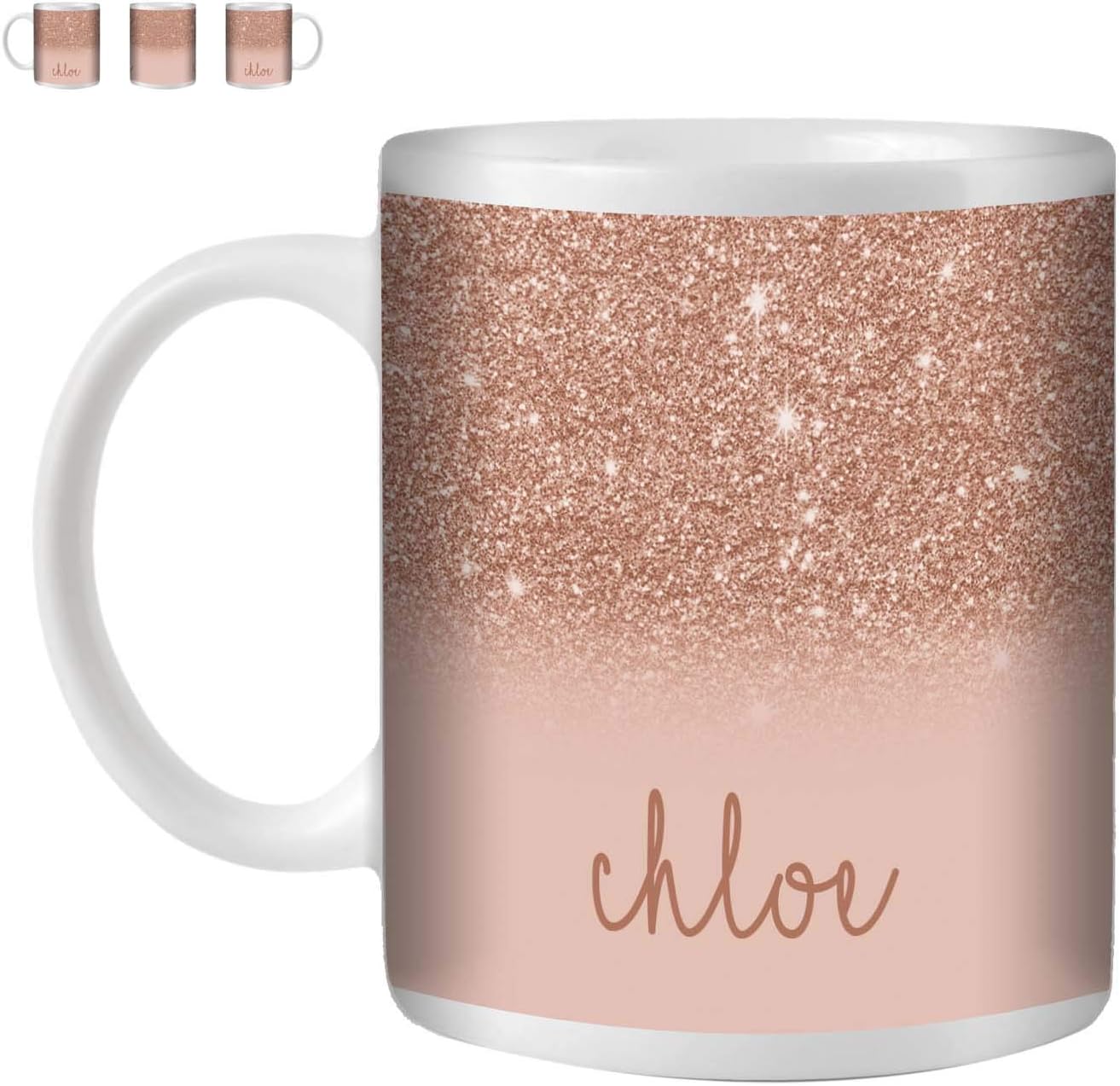 eSwish Personalised Mug Add Your Name on a Rose Gold Printed Glitter
