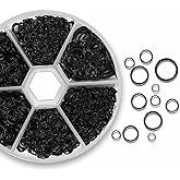 1100Pcs Open Jump Rings, Black Jump Rings Set 304 Stainless-Steel O Ring Connectors Open Ring for Bracelet Earrings Necklace Jewelry Making (4/5/6/7/8/10mm)…