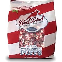 Red Bird Soft Peppermint Puffs, Individually Wrapped Candy, Non-GMO Verified, Kosher, 46 oz Bag