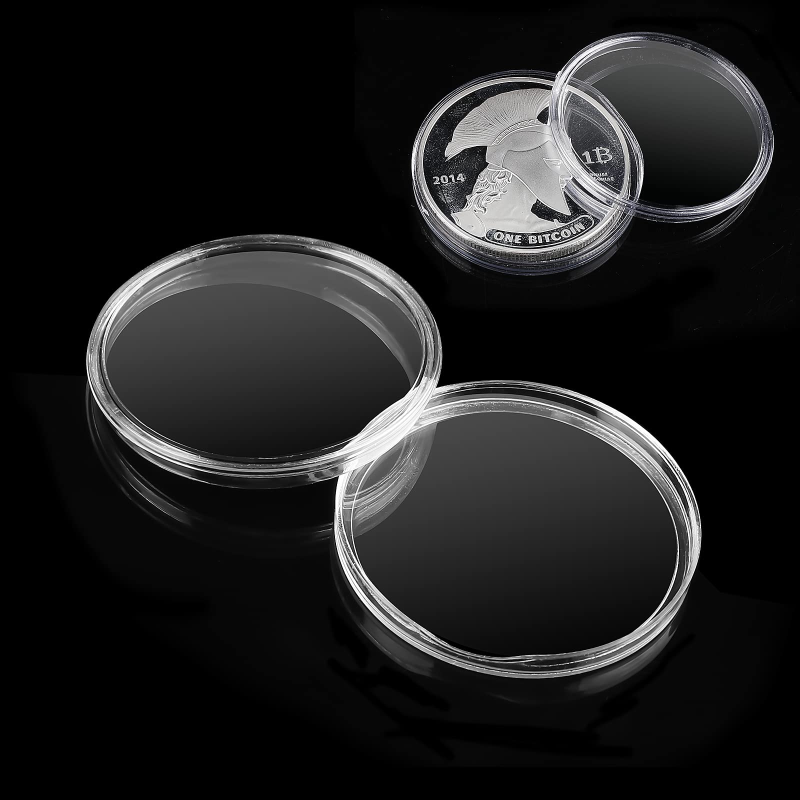 Prasacco 20 Pcs 40mm Coin Capsules Clear Plastic Coin Holders Coin Case for Coin Collection Supplies