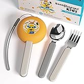Bentoheaven Kids Travel Utensils with Case, Food-Grade Stainless Steel & BPA-Free Plastic, Travel Cutlery Set, Dishwasher Safe Fork, Spoon & Case, Reusable Flatware, Silverware for Kids (Octopus)