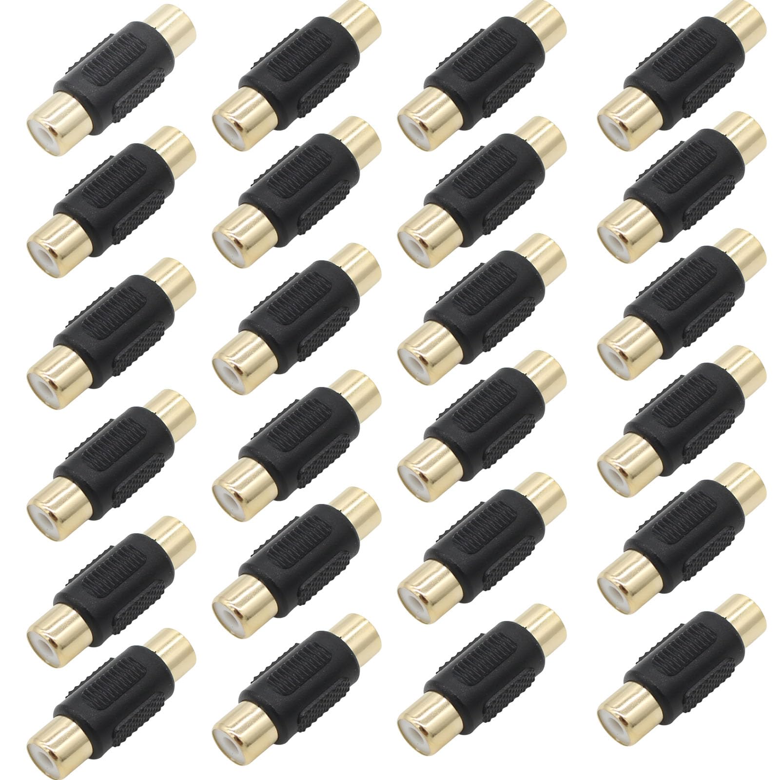 RCA Female to RCA Female Coupler Adapter 24-Pack Gold Plated for Phono, Speaker, RCA Cable, Amplifier