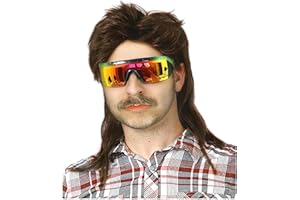 Auguyist Mullet Wigs for Men 80s Costumes Fancy Party Accessory Cosplay Wig (m57-Brown)