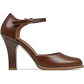 MeiLuSi Womens Chunky High Heels Closed Toe Heels Ankle Strap Pointy Pumps Vintage D'Orsay Dress Party Shoes Mary Janes