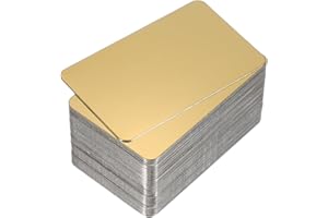 PATIKIL 0.8mm Stainless Steel Metal Business Cards, 50 Pack Mirror Blank Name Card Laser Engraving for DIY Gift Cards, Gold