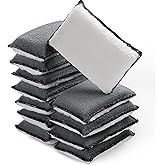 Mudder 12 Pcs Car Interior Scrubbing Sponge 5'' x 3'' Fiber Car Wax Applicator pad Household Cleaning Sponges for Leather Car Seat Couch Cleaning (White Gray)