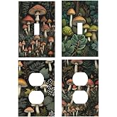 Azjincos Decorative Art Light Switch Covers Mushroom Forest 1 Gang Single Toggle Single Duplex Outlet Wall Plate Switchplate Electrical Faceplate 4 Packs Combination Design