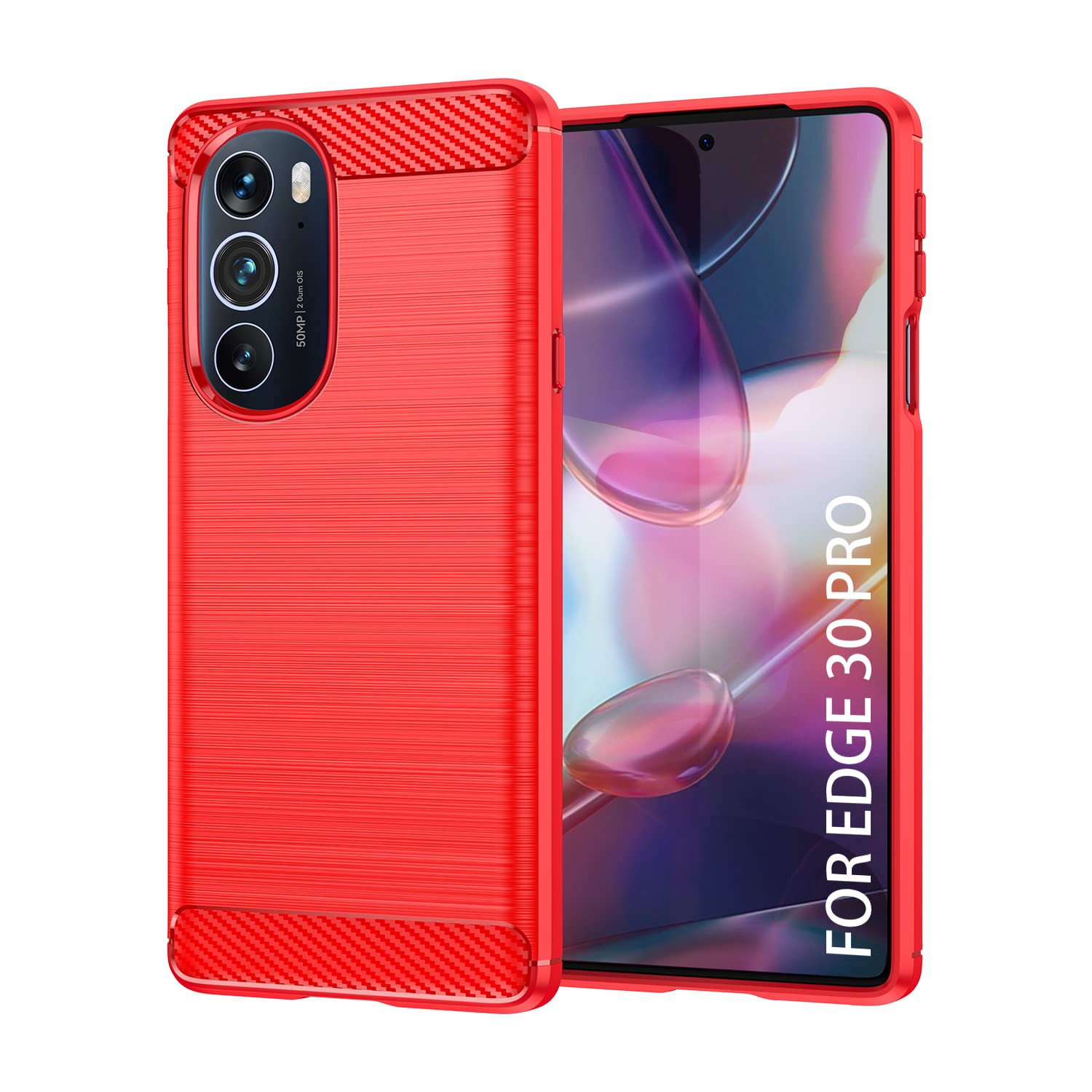 SCL Case for Moto Edge 30 Pro Case Motorola Edge 30 Pro Case [Red], Carbon Fibre Effect Gel Grip Protection Cover [Anti Scratch][Anti Collision] Case Compatible with Motorola Edge 30 Pro