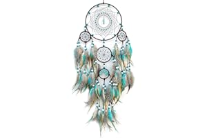 MEIZHIANDME Large Dream Catchers,Boho Handmade Woven Turquoise Dream Catcher Wall Hanging Ornament for Bedroom Living Room Apartment Wedding Party Decor, Festival Blessing Gift (Turquoise)