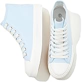 Uoidru High Top Sneakers for Women Canvas Shoes White Canvas High Tops Women Casual Shoes Lace Up Fashion Sneakers