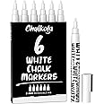 Chalkola White Chalk Markers - White Dry Erase Liquid Chalk Pens for Chalkboard, Blackboard, Window, Bistro, Car Glass, Board, Signs - 3mm Reversible Bullet & Chisel Point