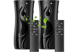 BINEDHEI 2-Pack Automatic Air Freshener Spray Dispenser with Remote Control,Wall Mounted/Free Standing for Commercial Use,Multiple Time Scent/Mist Release Settings for Room/Restroom (Black, Standard)