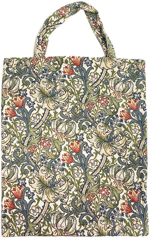 Signare Tapestry Reusable Grocery Eco-Friendly Shopping Tote Bag with William Morris Design (Golden Lily; ECO-GLILY)