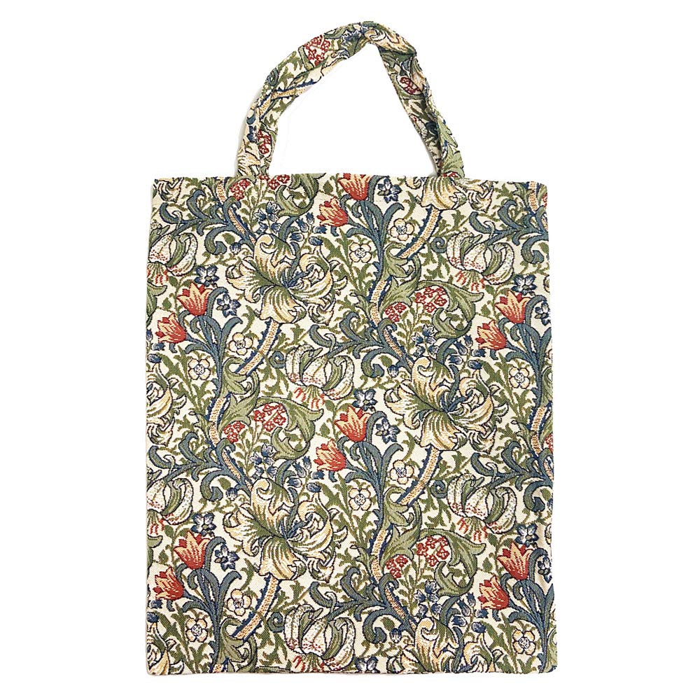 Signare Tapestry Reusable Grocery Eco-Friendly Shopping Tote Bag with William Morris Design (Golden Lily; ECO-GLILY)