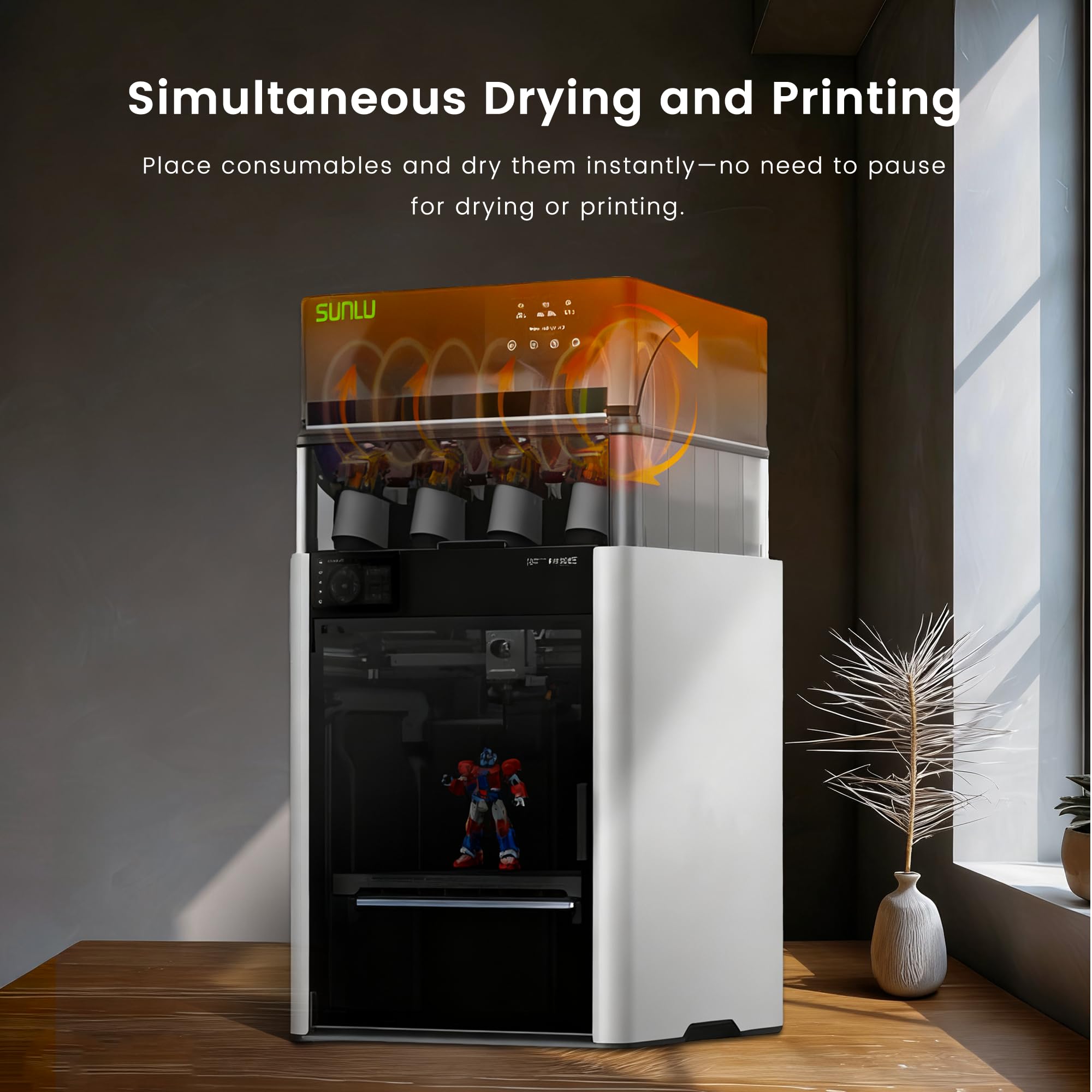 SUNLU AMS Heater für Bambu Lab AMS 1. Gen, Filamenttrockner-Upgrade für 4 Spulen, Drucken & Trocknen gleichzeitig, Smart RH-Steuerung, schnelle Erwärmung bis 70 °C in 20 Min 3