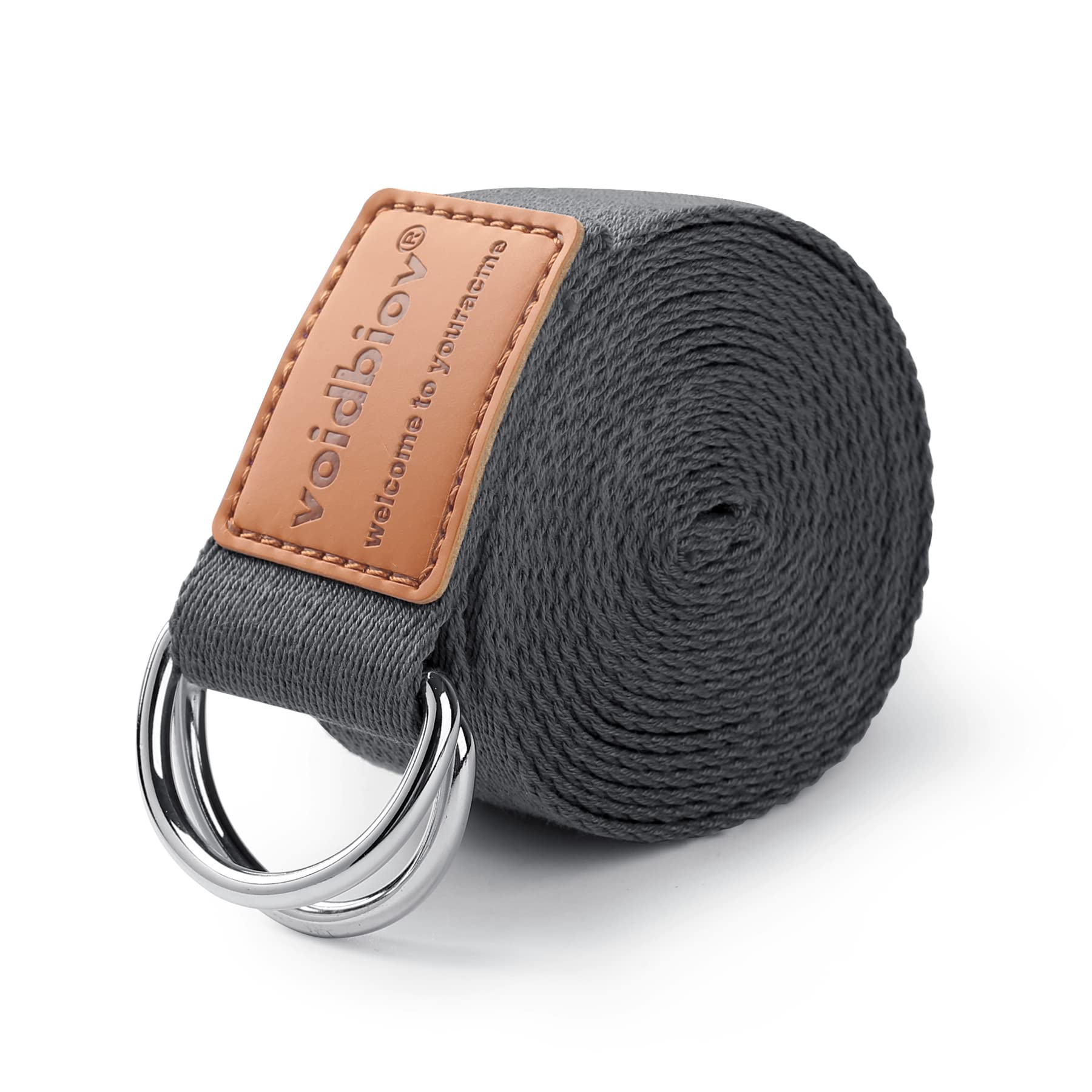 voidbiov D-Ring Buckle Yoga Strap 1.85 or 2.5M, Durable Cotton Adjustable Belt Perfect for Holding Poses, Improving Flexibility and Physical Therapy Grey2.5M