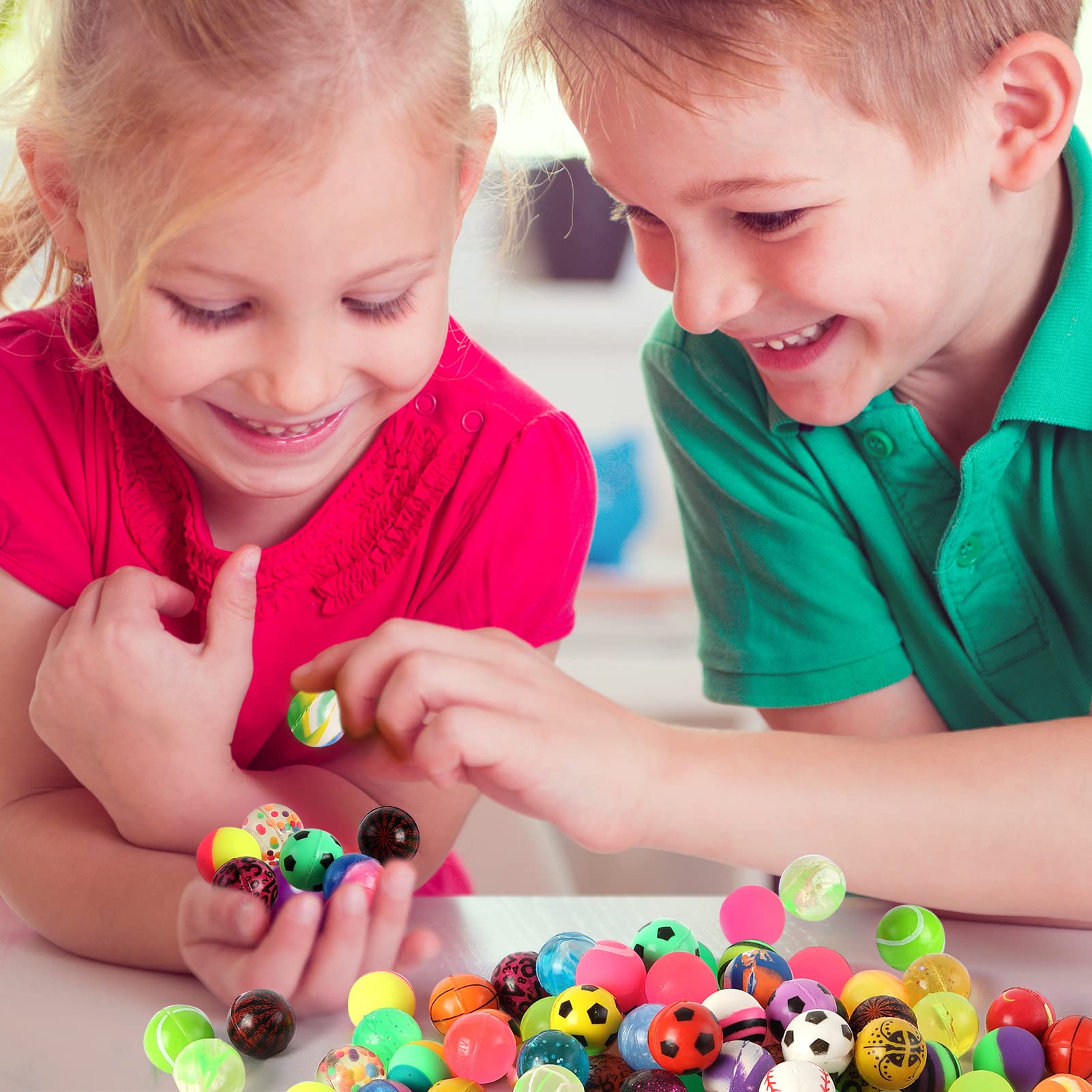 Pllieay 50 Pieces Colorful Bouncy Balls Bulk, Mixed Pattern Bouncy Balls for Kids Party Favors, Prizes, Birthdays Gift