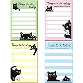 4 Pads Cat Sticky Notes 4" x 6" Funny Animal Sticky to Do Notepad Cat Lover Gifts for Kitten Cute Animal Office School Decor, 200 Sheets