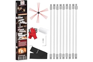 Cleancraft 30 Feet Chimney Sweep Kit, Chimney Cleaning Kit with 9 Flexible White Chimney Rods, Chimney Brush for Sweeping Fireplace, Rotary Chimney Cleaning System Driven by Drill