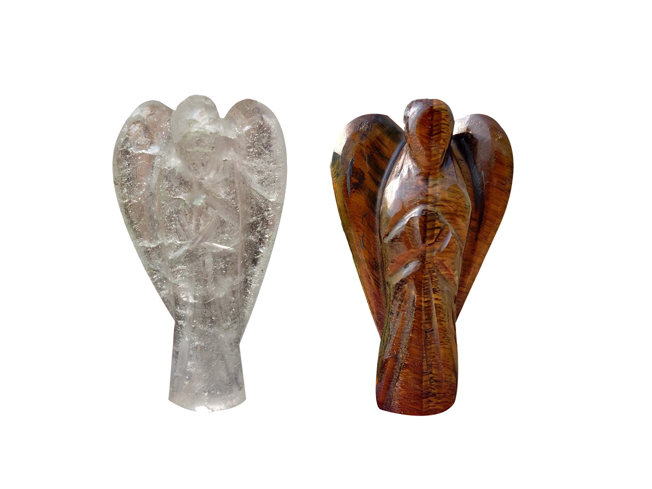 Wonder Care Pocket Guardian Angel Crystal Natural Gemstone Reiki Healing Energy Carved Statue Figurines, Chakra balancing, meditation, aesthetic (1.5"-2.0") (pack of 2)