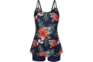 Hanna Nikole Womens Plus Size Tankini Swimsuit Two Piece Bathing Suits Flowy Swim Tops with Boy Shorts