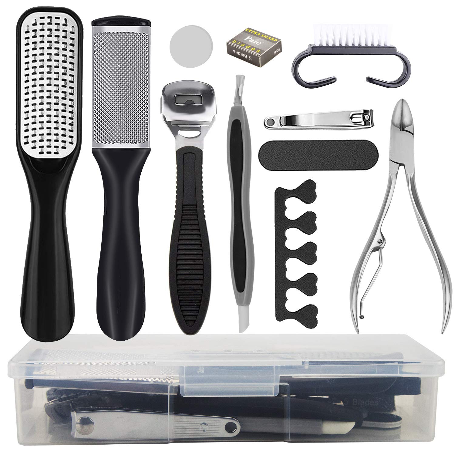 Pedicure Kit Foot File Rasp, Professional Pedicure Tool Set-Removing Hard/Cracked/Dead Skin Callus Corn Remover Foot Scraper, Stainless Steel Foot Care Tools for Men Women Gift : Beauty
