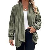 Eytino Womens Plus Size Cardigans Long Sleeve Asymmetrical Knit Open Front Lightweight Cardigan Outwear(1X-5X)