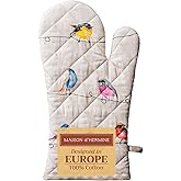 Maison d'Hermine Oven Gloves 100% Cotton Oven Mitt 7" x 13" with Loop Heat Resistant, BBQ, Cooking Gloves, Baking, Grilling, Kitchen, Handling Hot Pans Spring/Summer (Pack of 1, Birdies On Wire)