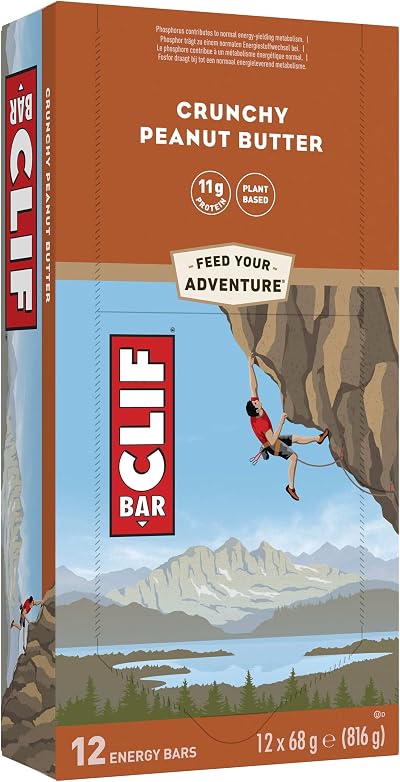 CLIF Bar Crunchy Peanut Butter Energy Bar 12 x 68g Plant-Based Protein