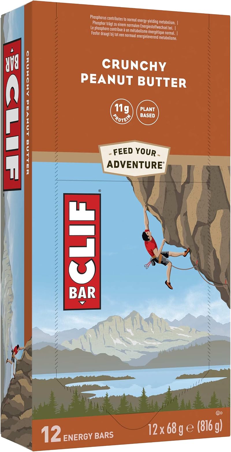 CLIF Bar Crunchy Peanut Butter Energy Bar 12 x 68g Plant-Based Protein